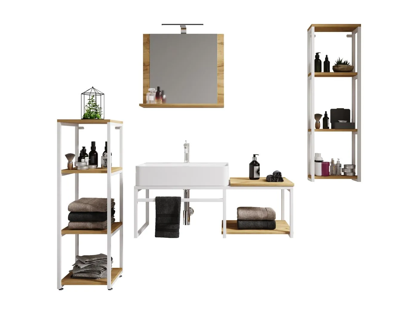 5-tlg. Waschtisch Badmöbel Waschbecken Bitila 100