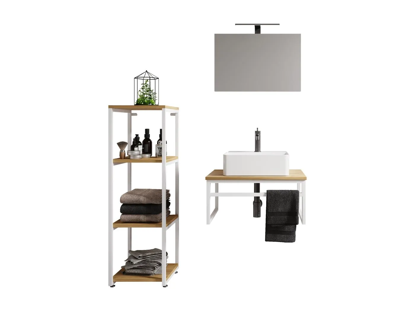 4-tlg. Waschtisch Badmöbel Waschbecken Bitila 60