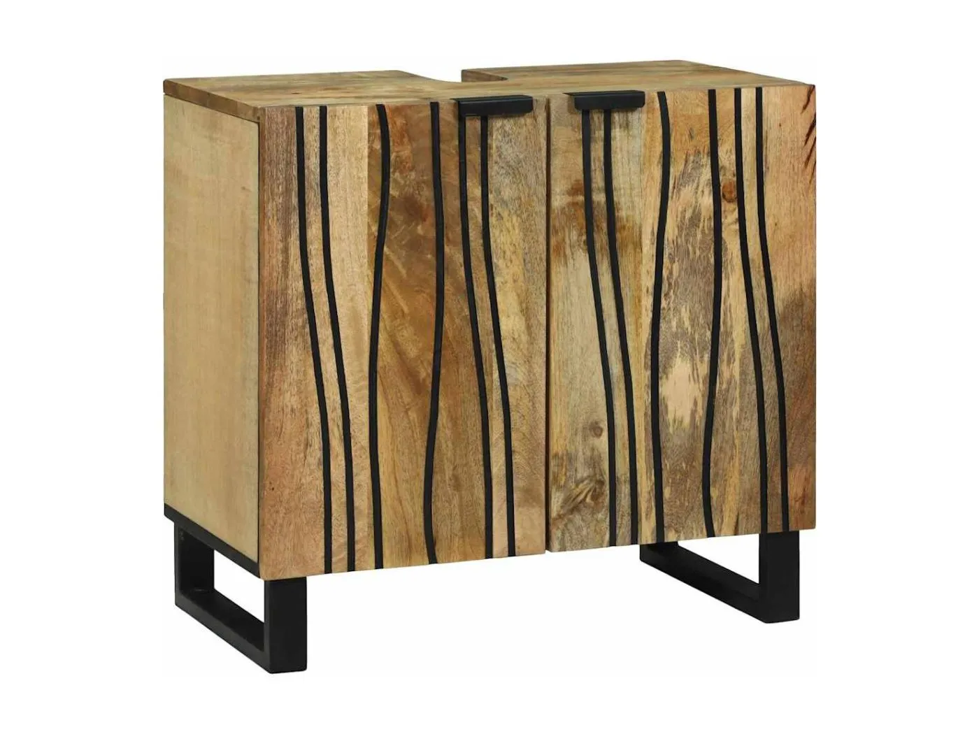 Waschbeckenschrank mit Regal Braun und Schwarz 62 x 33 x 58 cm