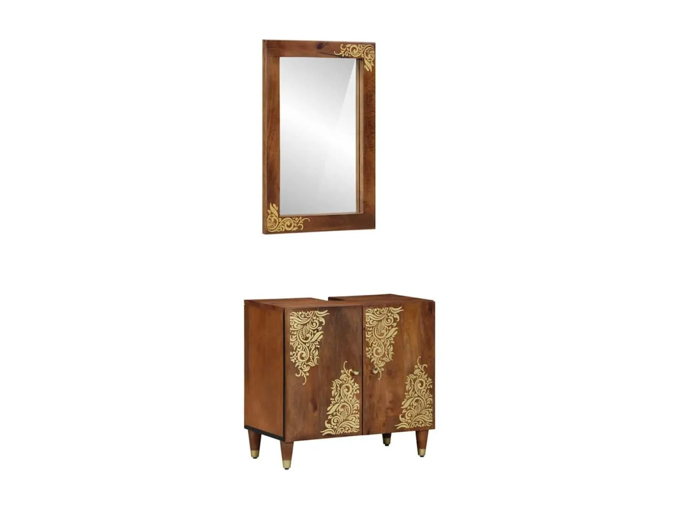 Badezimmermöbel Set Wandmontiert 2 pcs Braun 62 x 33 x 58 cm