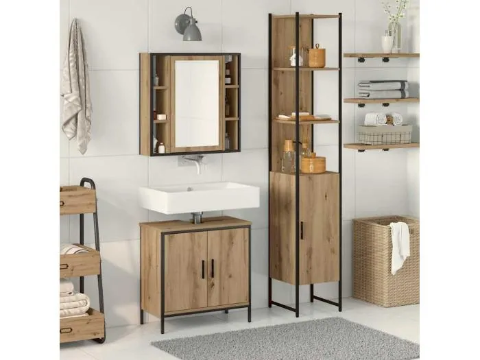 Badezimmer Waschbeckenmöbel mit Regal Braun 33 x 33 x 185.5 cm