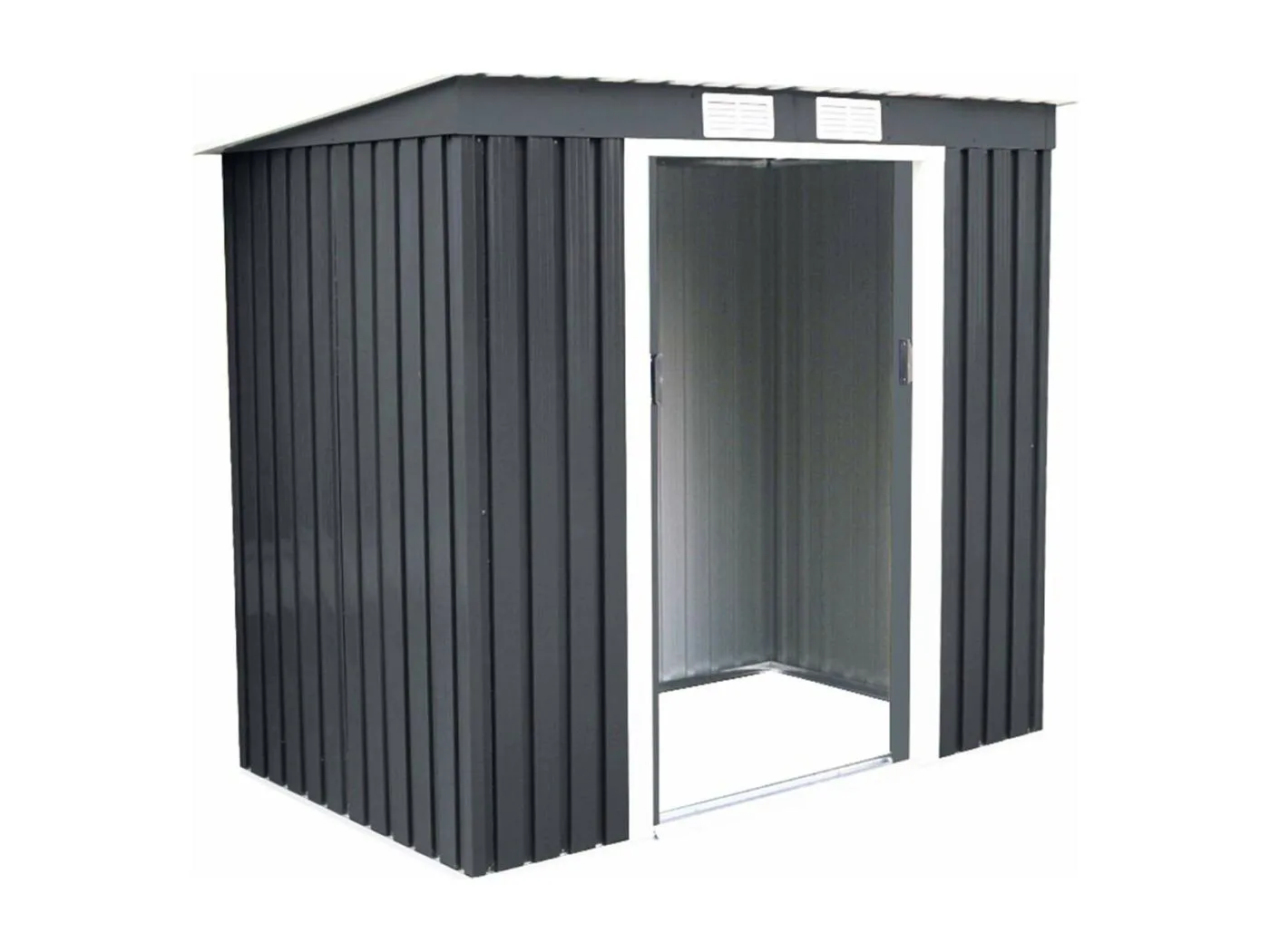 Metall Geraetehaus Gartenhaus Geraeteschuppen Garten Schuppen inkl. Metallfundament 213x130x173cm dunkelgrau
