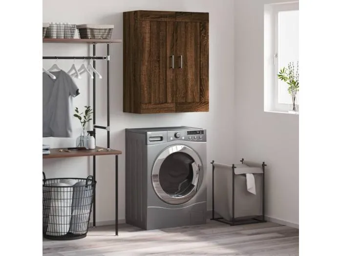 Wandschrank,Wandhängeschrank Braun Eichen-Optik 69,5x34x90 cm Holzwerkstoff -gkd565778