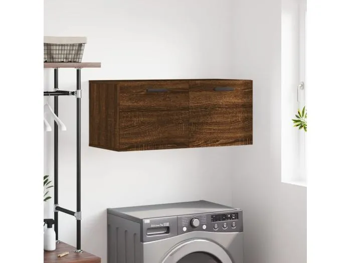 Wandschrank,Wandhängeschrank Braun Eichen-Optik 80x36,5x35 cm Holzwerkstoff -gkd924597