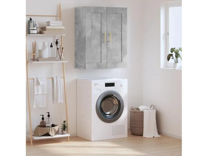 Wandschrank,Wandhängeschrank Betongrau 69,5x34x90 cm Holzwerkstoff -gkd93668