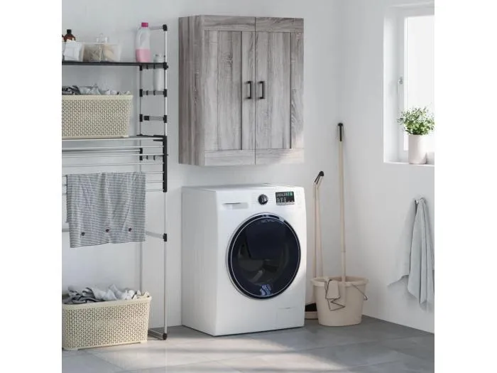 Wandschrank,Wandhängeschrank Grau Sonoma 69,5x34x90 cm Holzwerkstoff -gkd175573