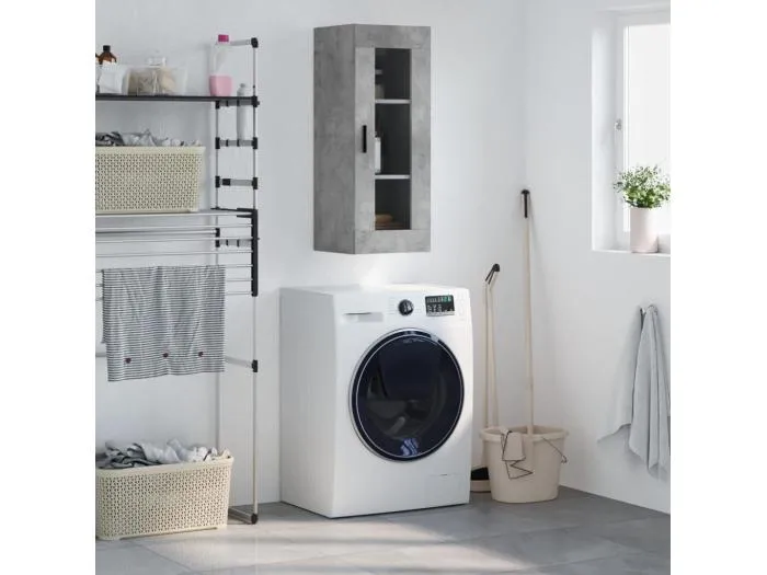 Wandschrank,Wandhängeschrank Betongrau 34,5x34x90 cm -gkd255818