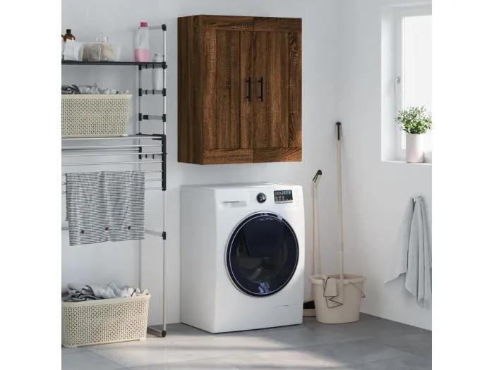 Wandschrank,Wandhängeschrank Braun Eichen-Optik 69,5x34x90 cm Holzwerkstoff -gkd27240