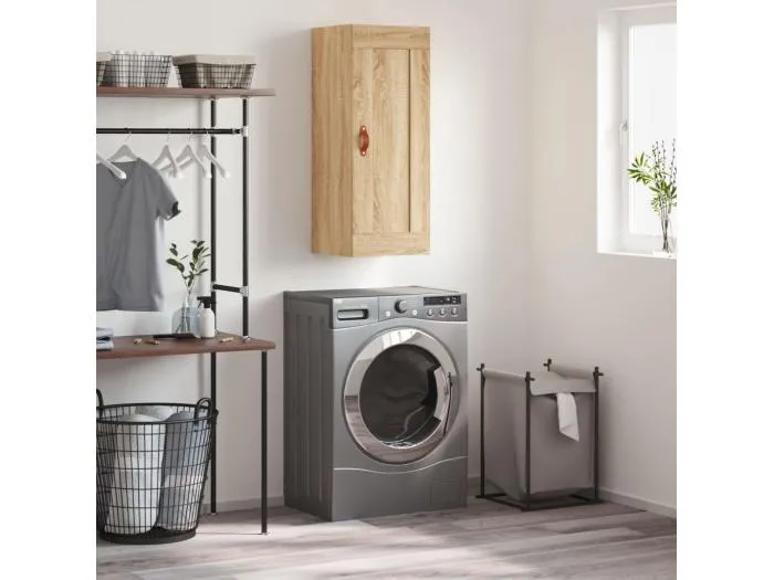 Wandschrank,Wandhängeschrank Sonoma-Eiche 34,5x34x90 cm Holzwerkstoff -gkd439011