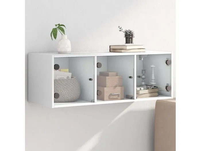 Wandschrank,Wandhängeschrank mit Glastüren Weiß 102x37x35 cm -gkd927486