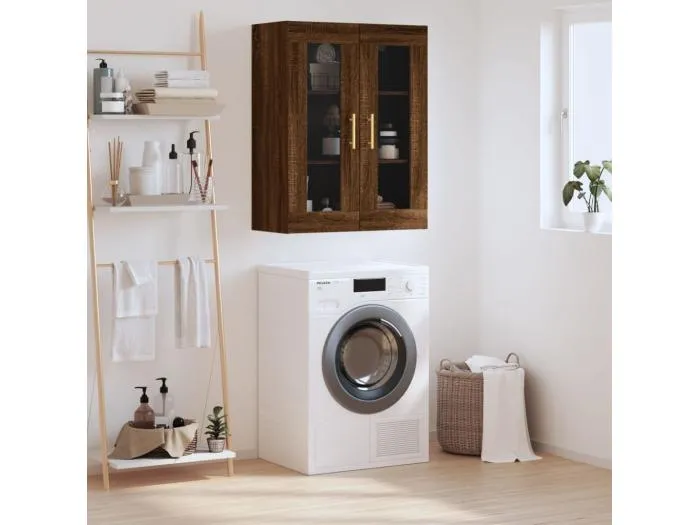 Wandschrank,Wandhängeschrank Braun Eichen-Optik 69,5x34x90 cm -gkd198870