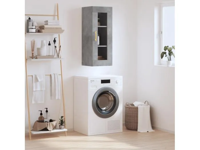 Wandschrank,Wandhängeschrank Betongrau 34,5x34x90 cm -gkd833556