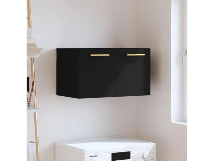 Wandschrank,Wandhängeschrank Schwarz 60x36,5x35 cm Holzwerkstoff -gkd373837