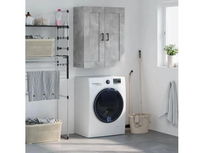 Wandschrank,Wandhängeschrank Betongrau 69,5x34x90 cm Holzwerkstoff -gkd782188