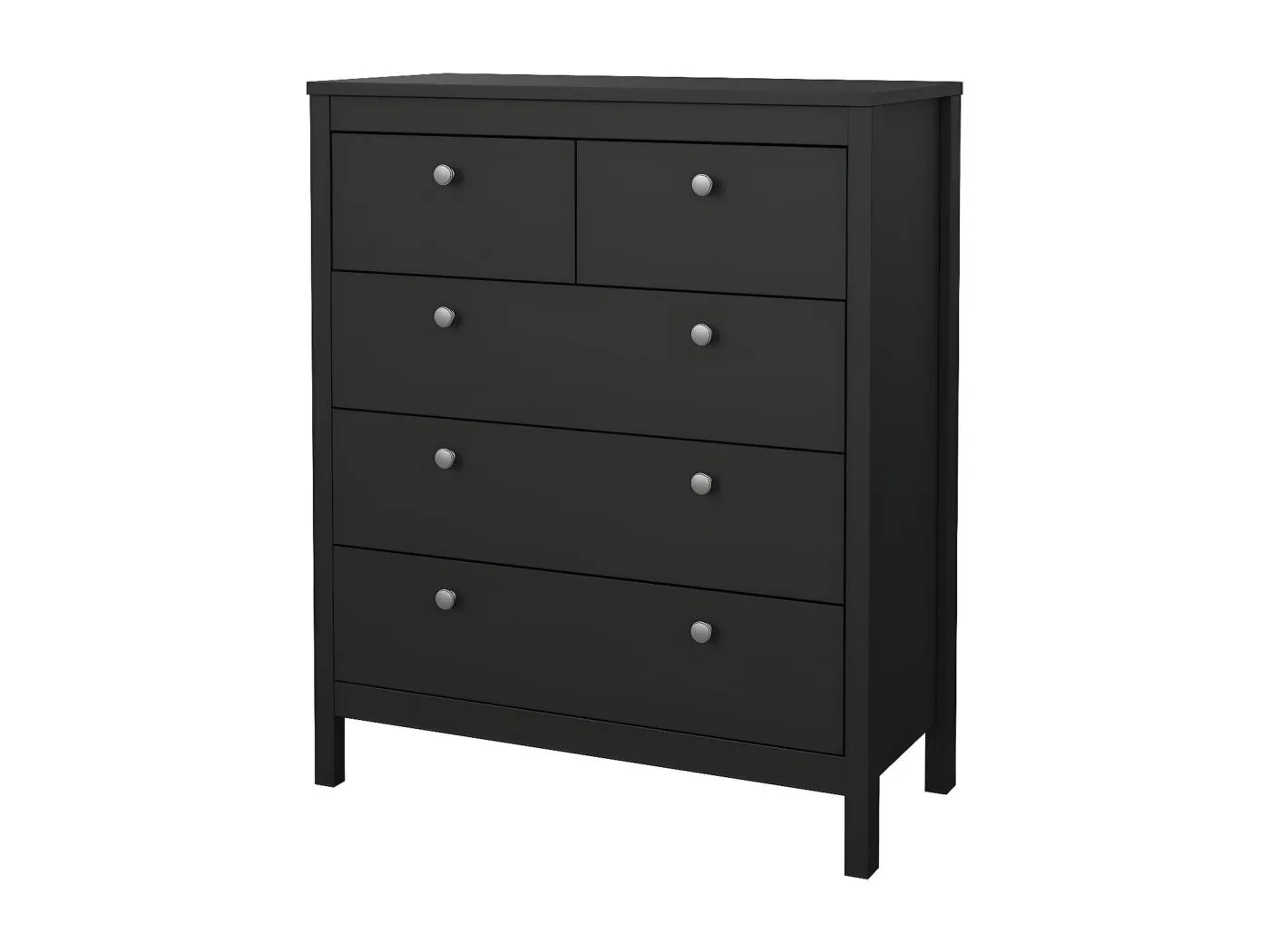 Madrid Kommode 5 Schubladen schwarz matt.