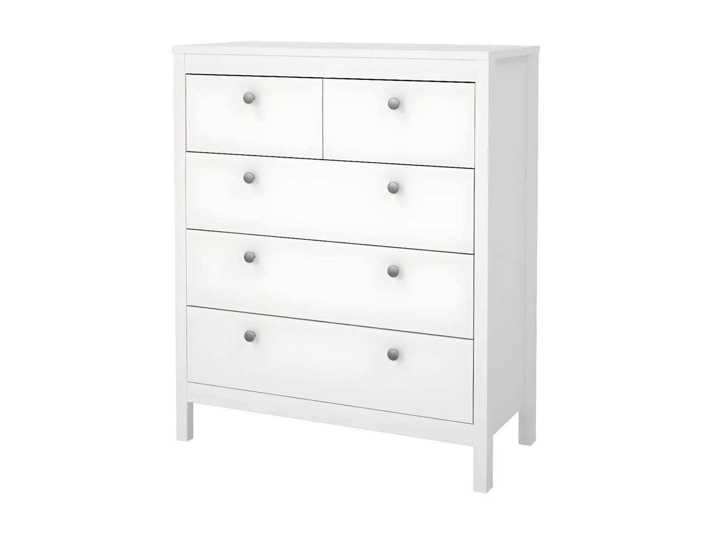 Madrid Kommode 5 Schubladen weiß.