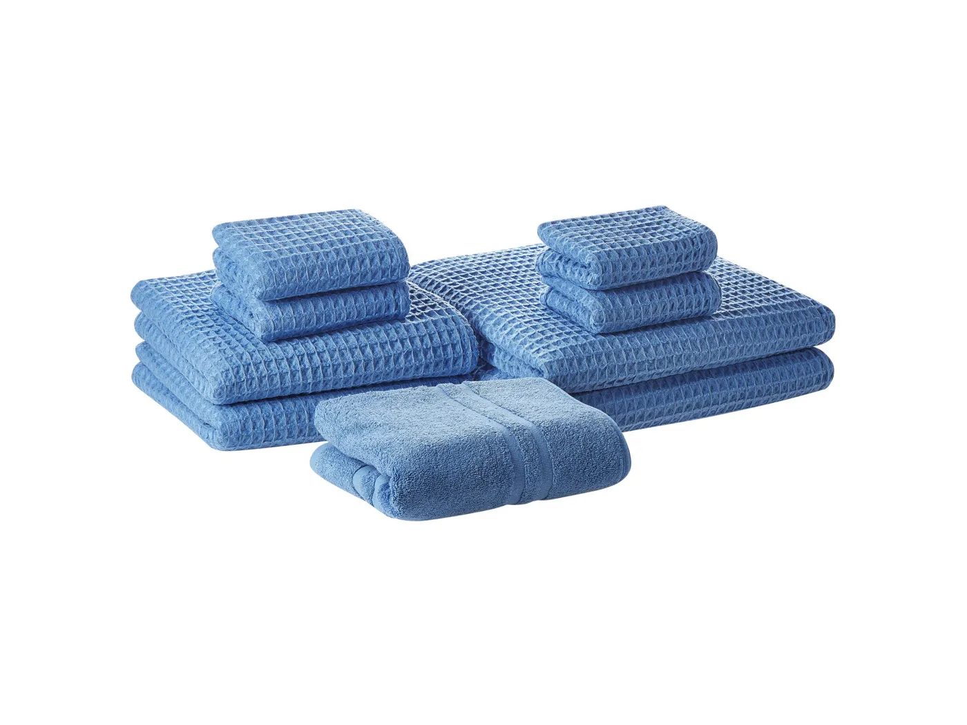 Handtuch Set mit Badematte Baumwolle blau 9-teilig Areora