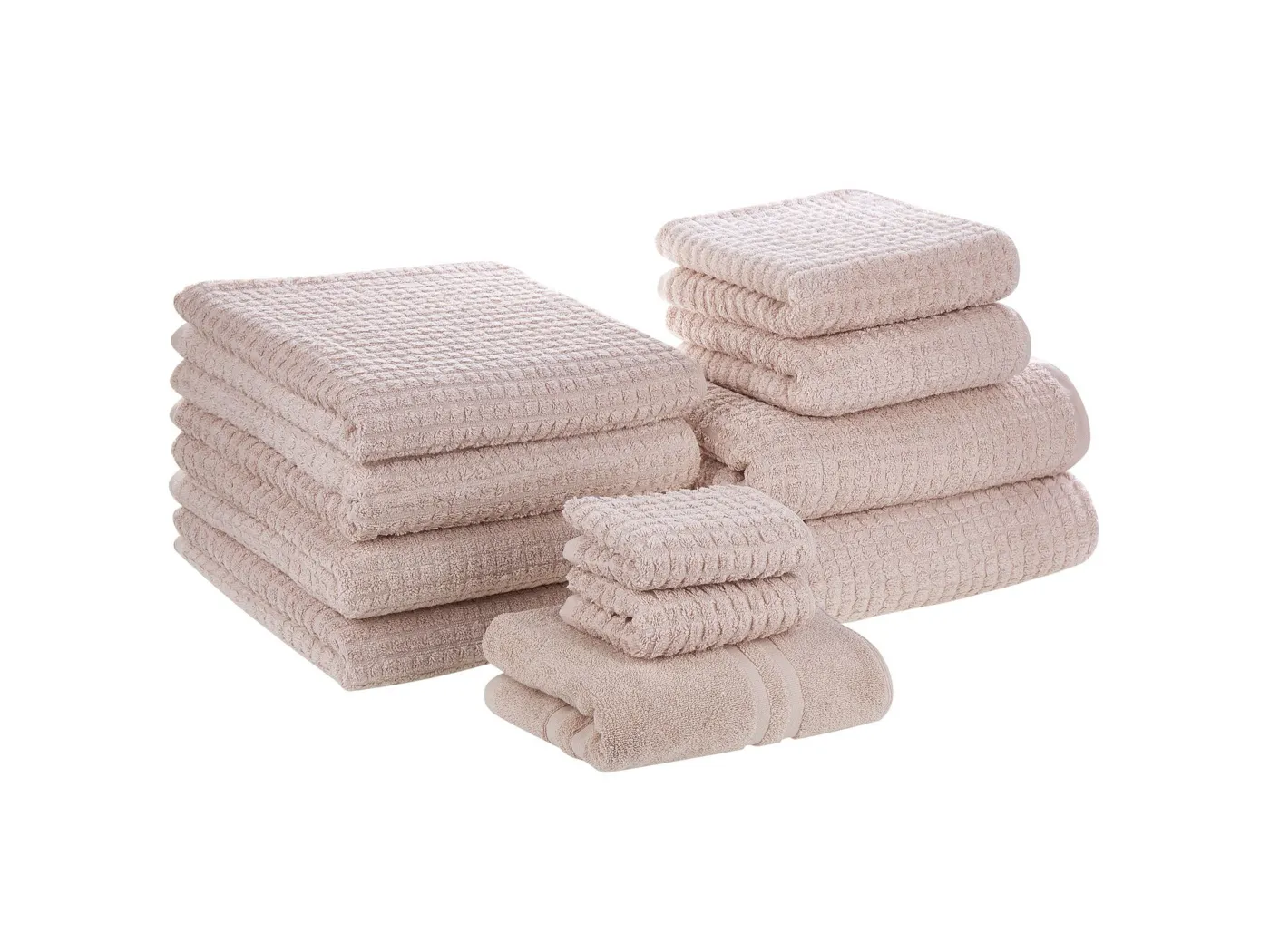 Frottee Handtuch Set mit Badematte Baumwolle rosa 11-teilig Atai