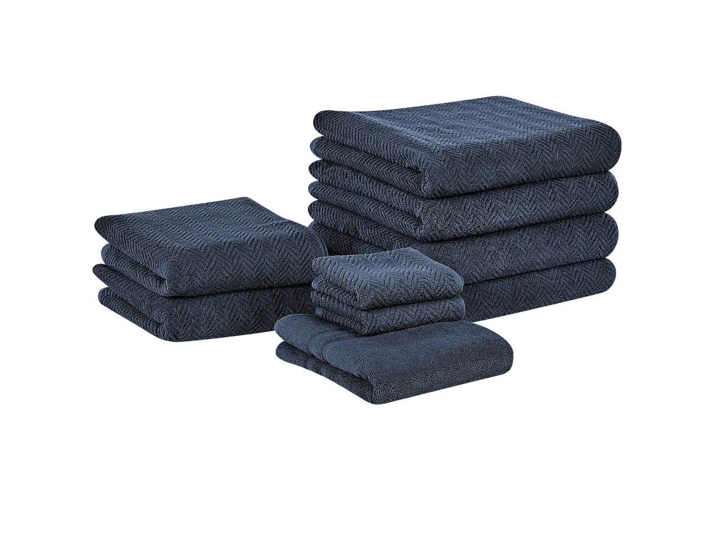 Luxus Handtuch Set mit Badematte Frottee Baumwolle blau 9-teilig Modern Mitiaro