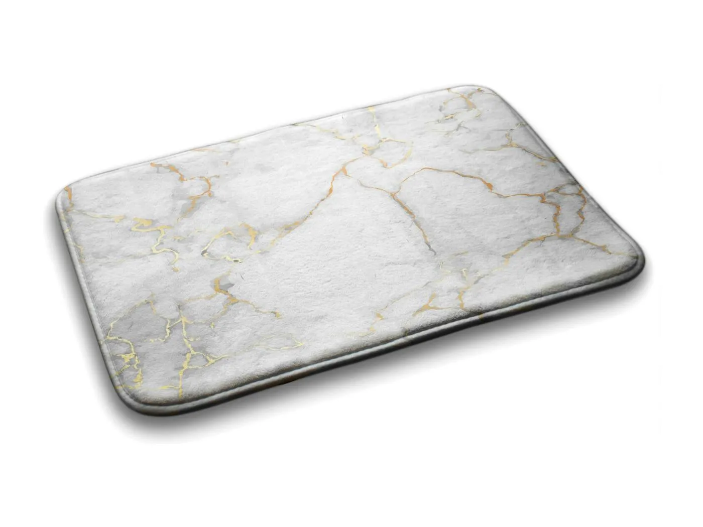 Weicher Badezimmerteppich 90x60 cm - Rutschfester Badezimmerteppich Heller Marmor