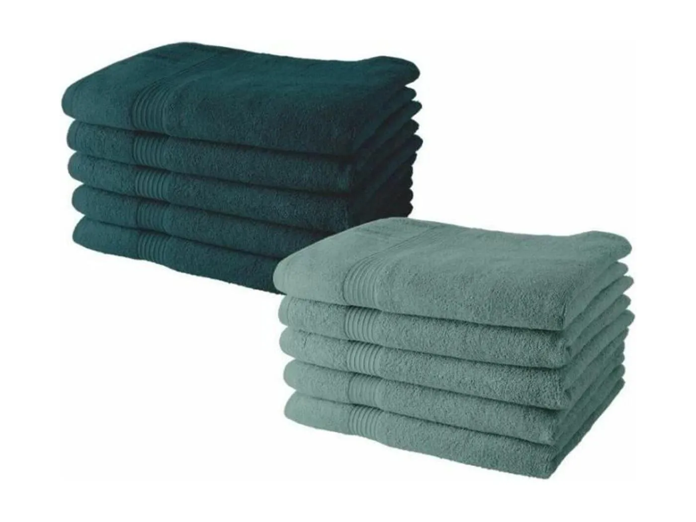 10 Handtücher 50 x 90 cm5 Pfau + 5 Celadon