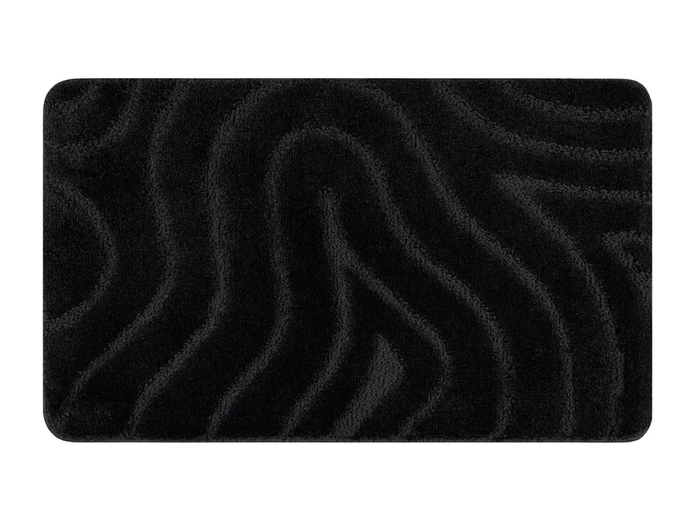 Badteppich SUPREME WAVES, Wellen, rutschfest, weich – schwarz 60x100 cm