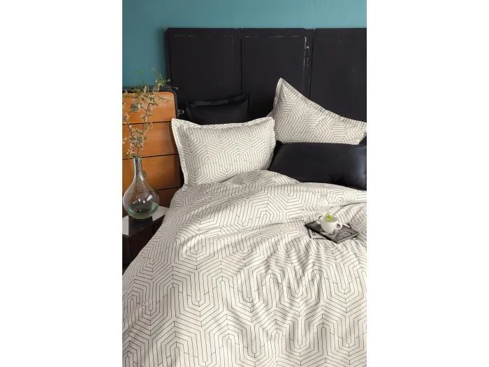 Bettwäschegarnitur  1 Bettbezug 240x220 cm+2 Kopfkissenbez 63x63 cm-Baumwollsatin