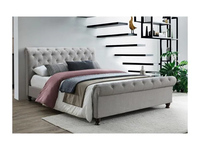 Design-Bett 2 Personen 160 cm x 200 cm Samt Grau RILEY