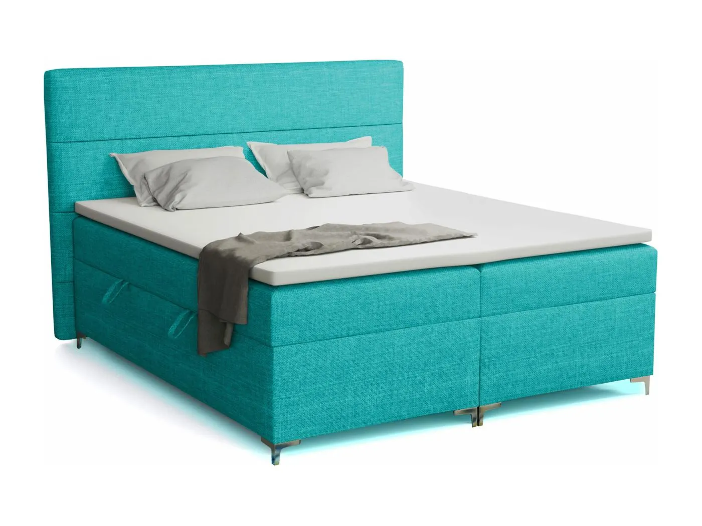 Boxspringbett mit Topper Verdalen  LED, 180x200 cm,  Orinoco 85 (Türkisblau)