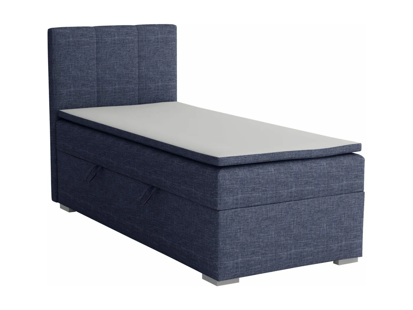 EINZELBETT mit Bettkasten und Topper Seite Links Monaco Mini 100x200 cm, Lux 20 (Jeansblau)