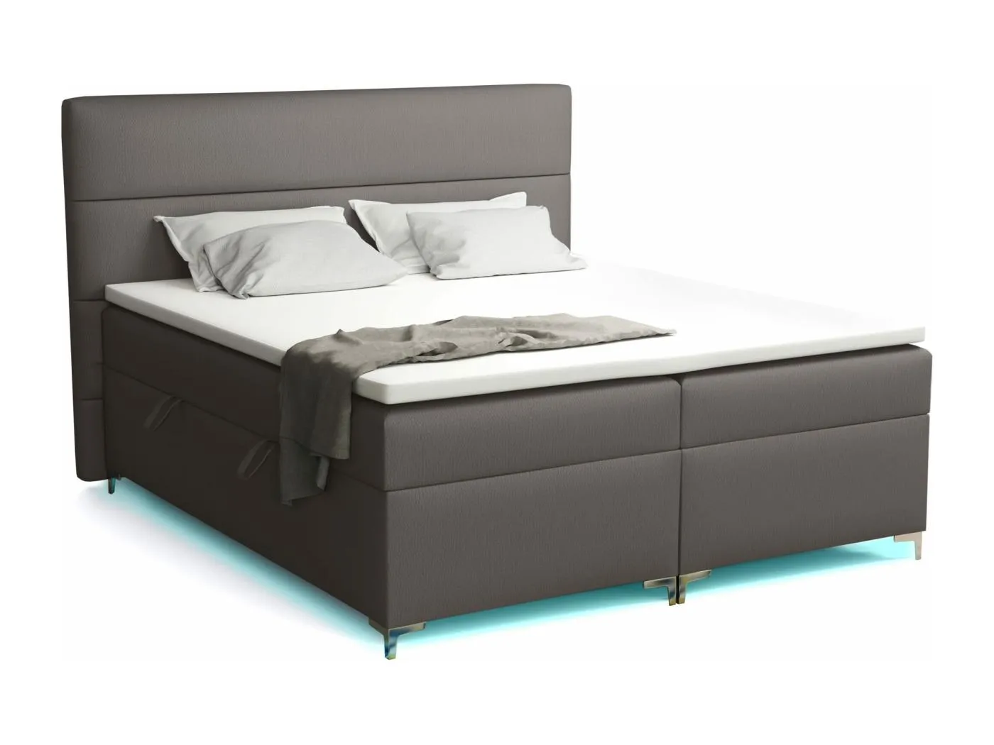 Boxspringbett mit Topper Verdalen  LED, 200x200 cm,  Soft 20 (Grau)
