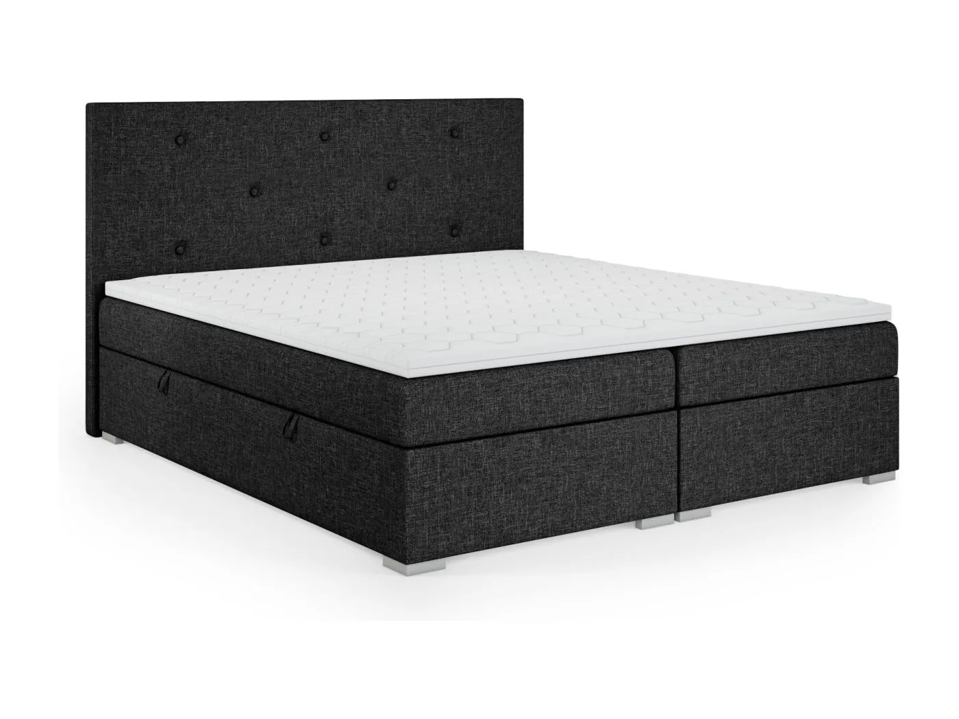 BOXSPRINGBETT mit Bettkästen Topper Atlanta 160x200 cm, Lux 23 (Schwarz)