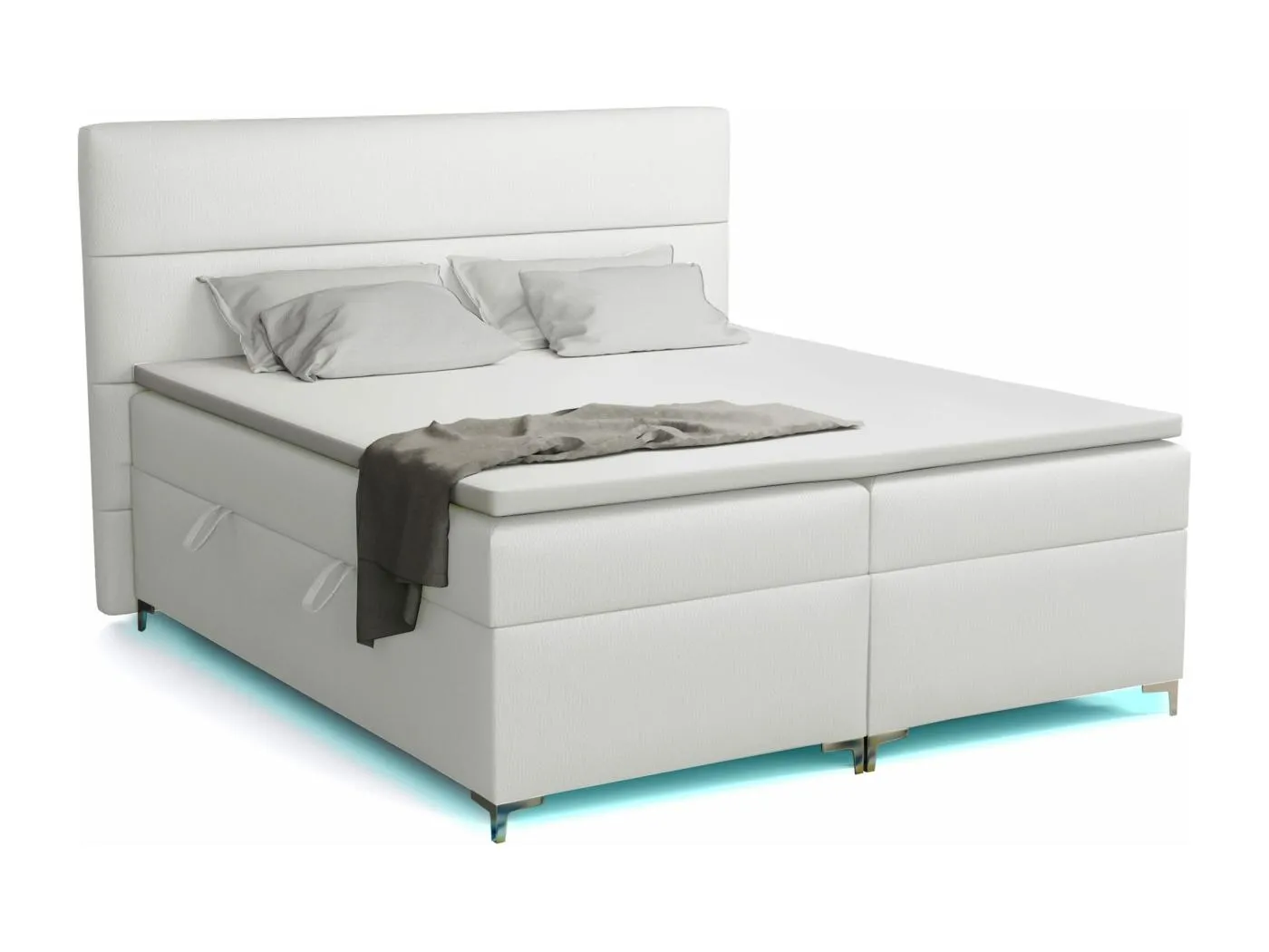 Boxspringbett mit Topper Verdalen  LED, 160x200 cm,  Soft 17 (Weiß)