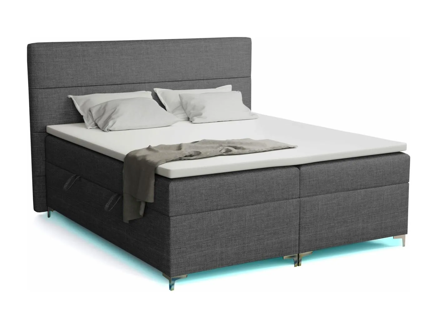 Boxspringbett mit Topper Verdalen  LED, 200x200 cm,  Orinoco 96 (Dunkelgrau)