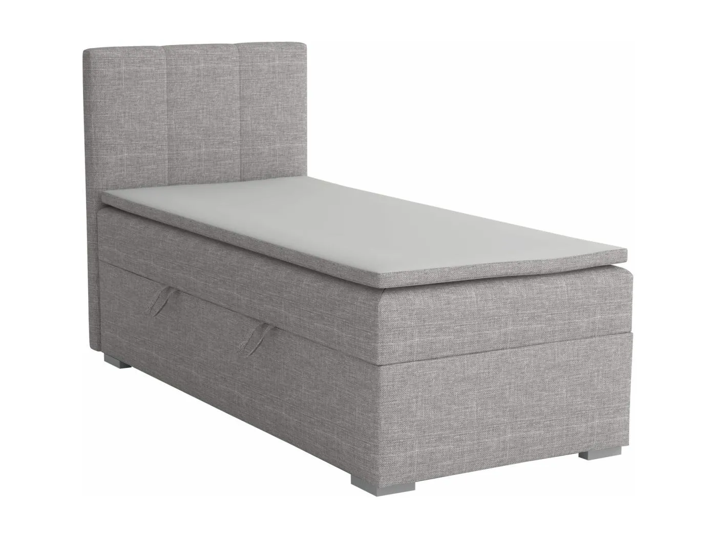 EINZELBETT mit Bettkasten und Topper Seite Links Monaco Mini 100x200 cm, Lux 05 (Hellgrau)