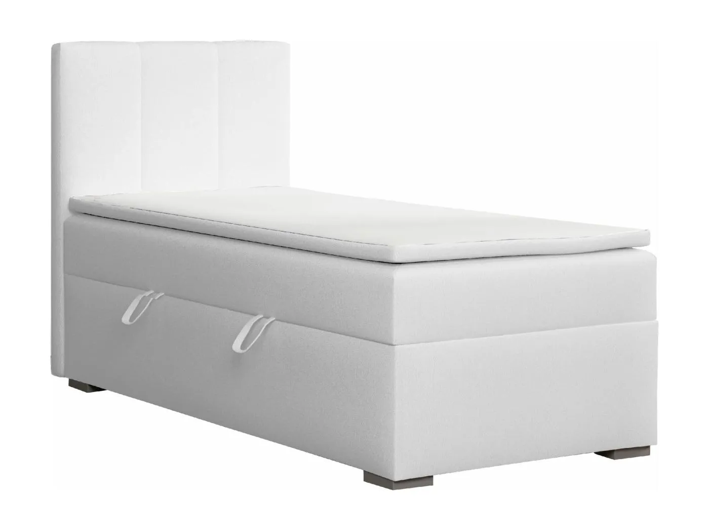 EINZELBETT mit Bettkasten und Topper Seite Links Monaco Mini 100x200 cm, Soft 17 (Weiss)