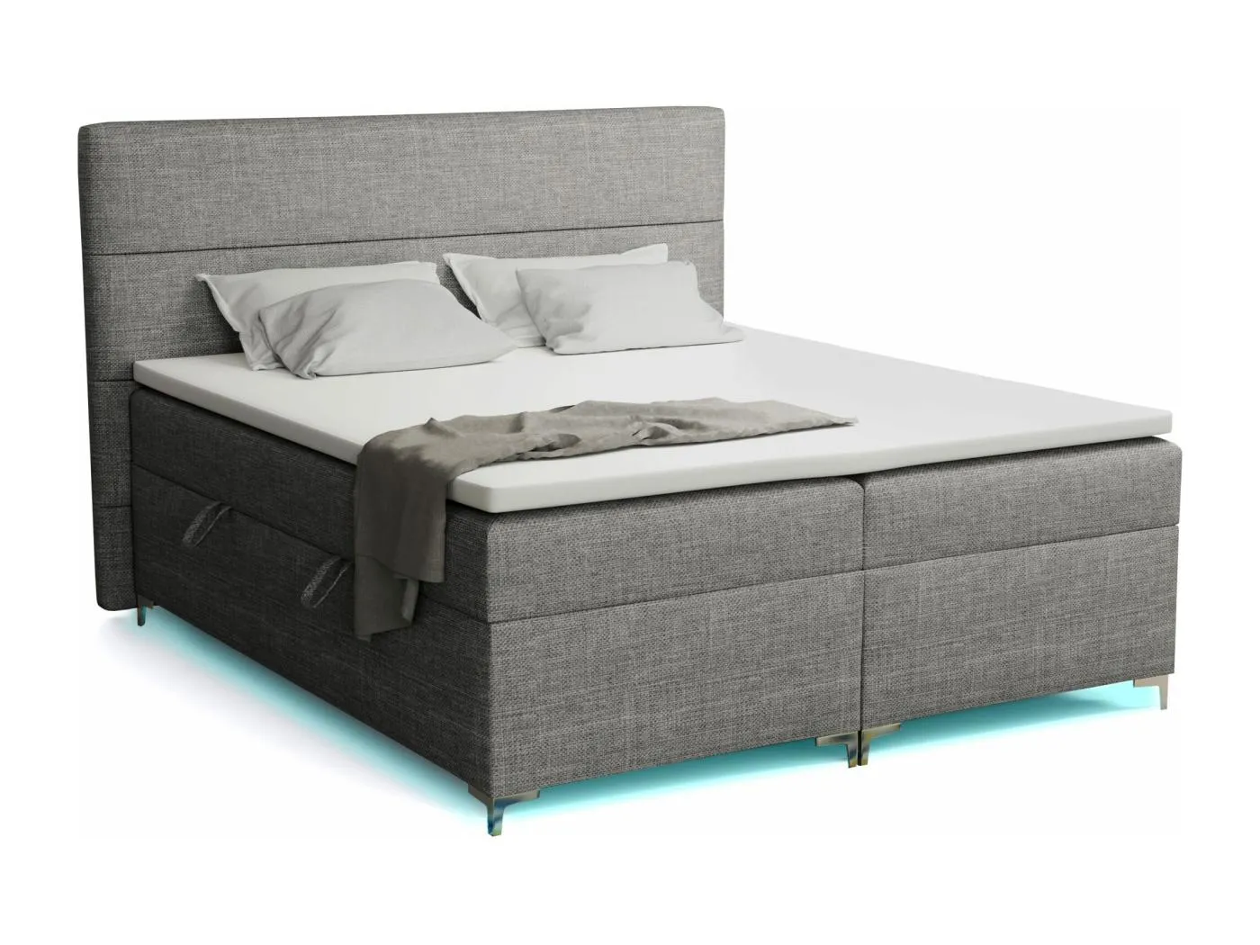 Boxspringbett mit Topper Verdalen  LED, 160x200 cm,  Lux 06 (Grau)