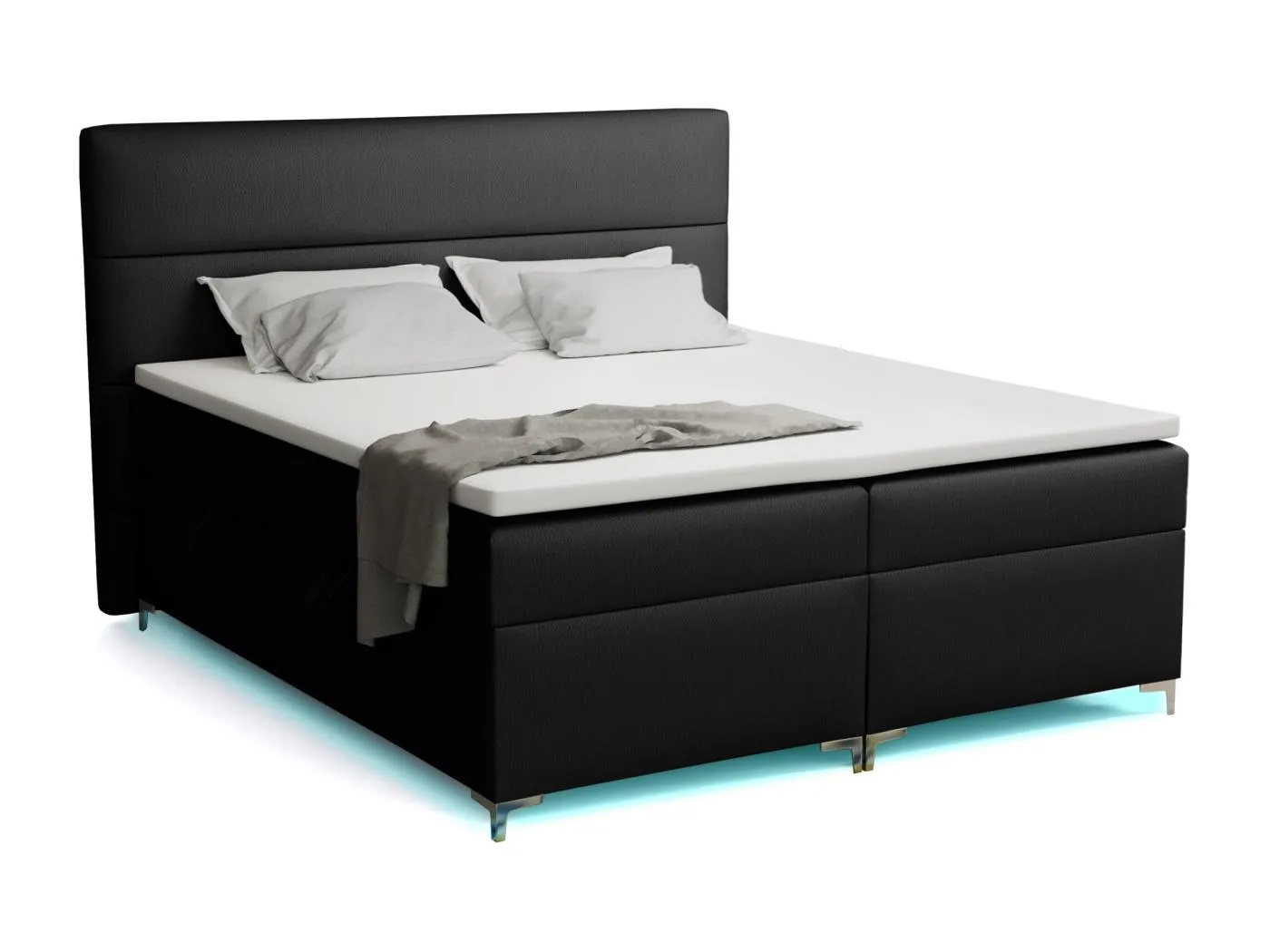 Boxspringbett mit Topper Verdalen  LED, 180x200 cm,  Jasmine 100 (Schwarz)