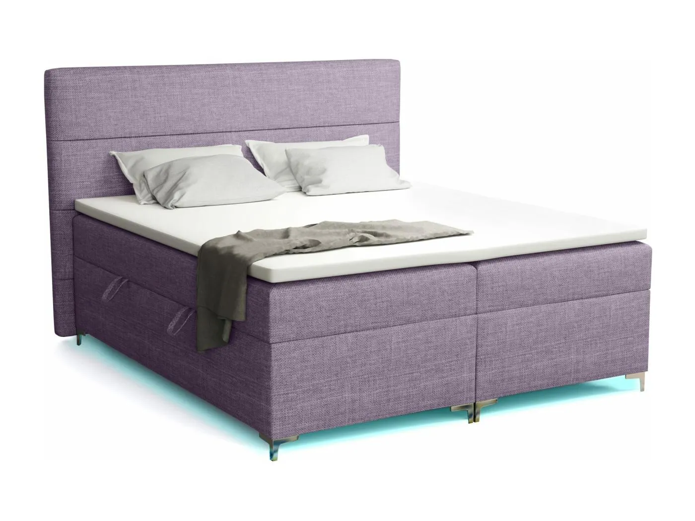 Boxspringbett mit Topper Verdalen  LED, 200x200 cm,  Orinoco 64 (Dunkelviolett)