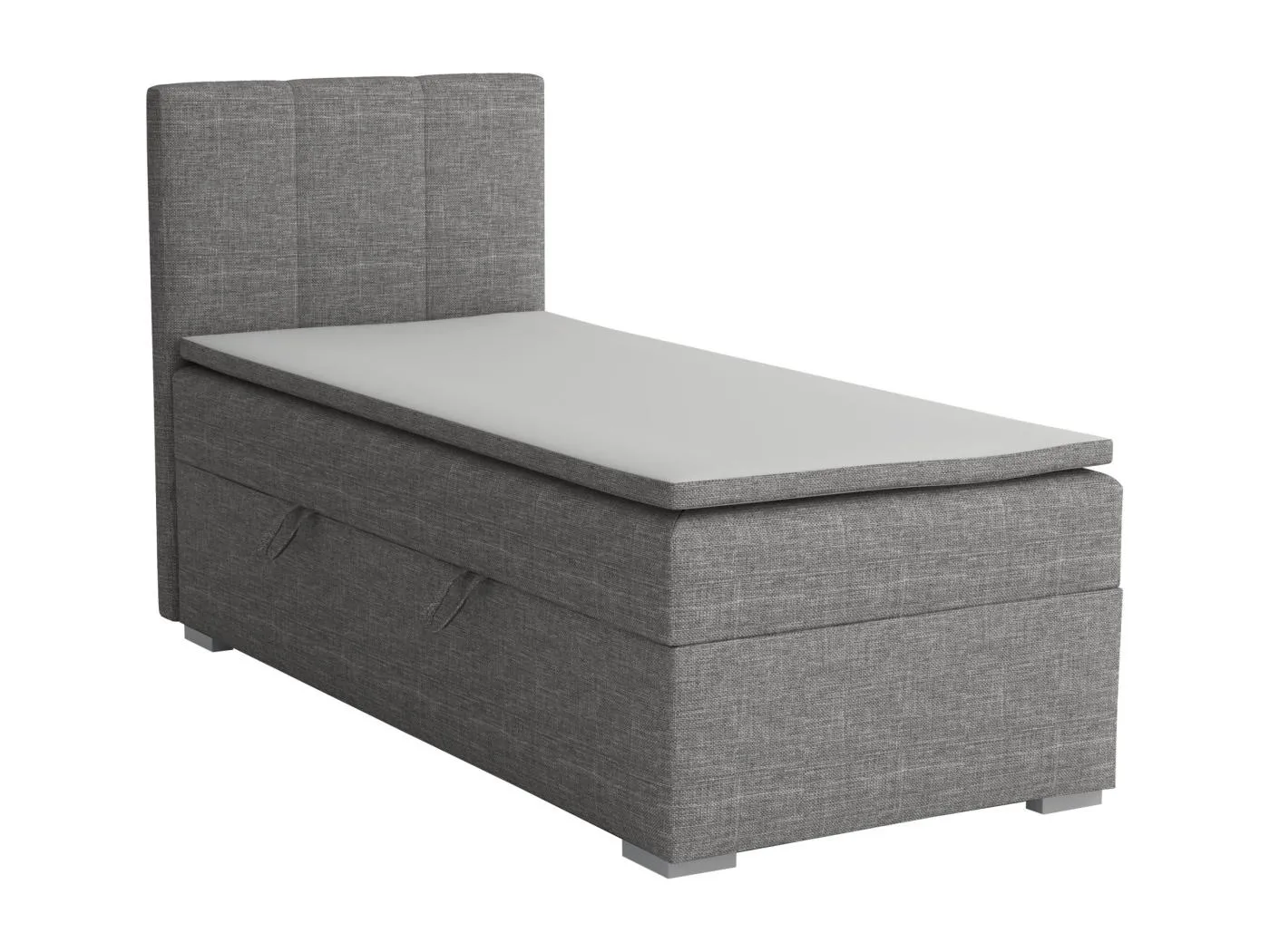 EINZELBETT mit Bettkasten und Topper Seite Links Monaco Mini 100x200 cm, Lux 06 (Grau)