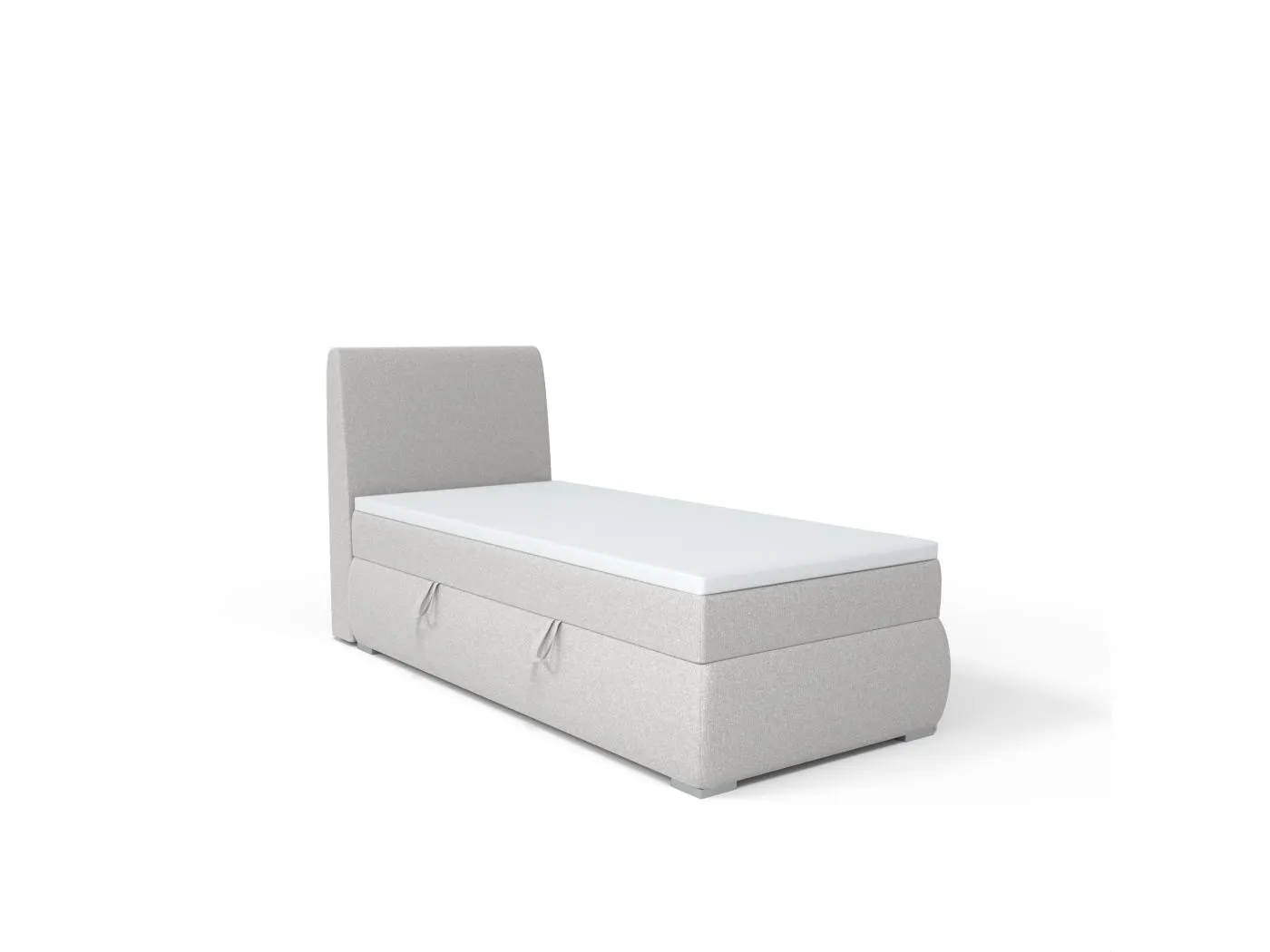 BOXSPRINGBETT mit Bettkasten Buffalo Mini Seite Links 100x200 cm, Orinoco 21 (Lichtgrau)