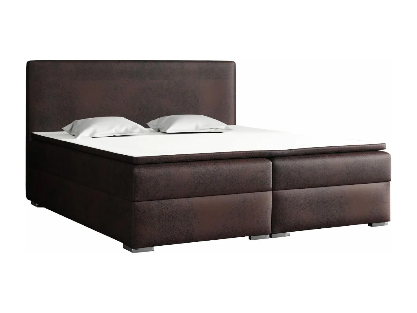 BOXSPRINGBETT mit Topper Soler 200x200 cm, Gobi 04 (Dunkelbraun Lederoptik)