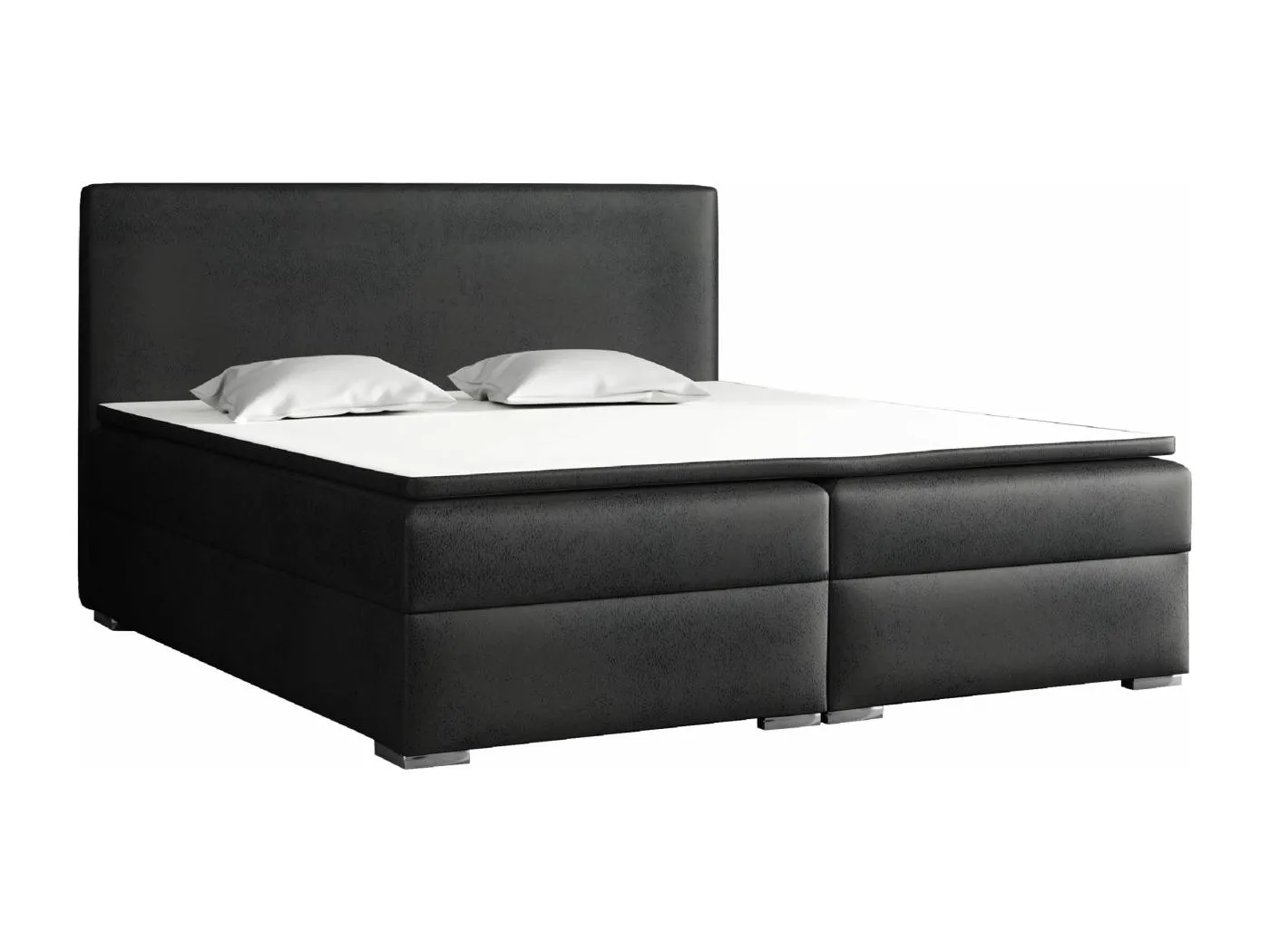 BOXSPRINGBETT mit Topper Soler 200x200 cm, Gobi 97 (Schwarz Lederoptik)