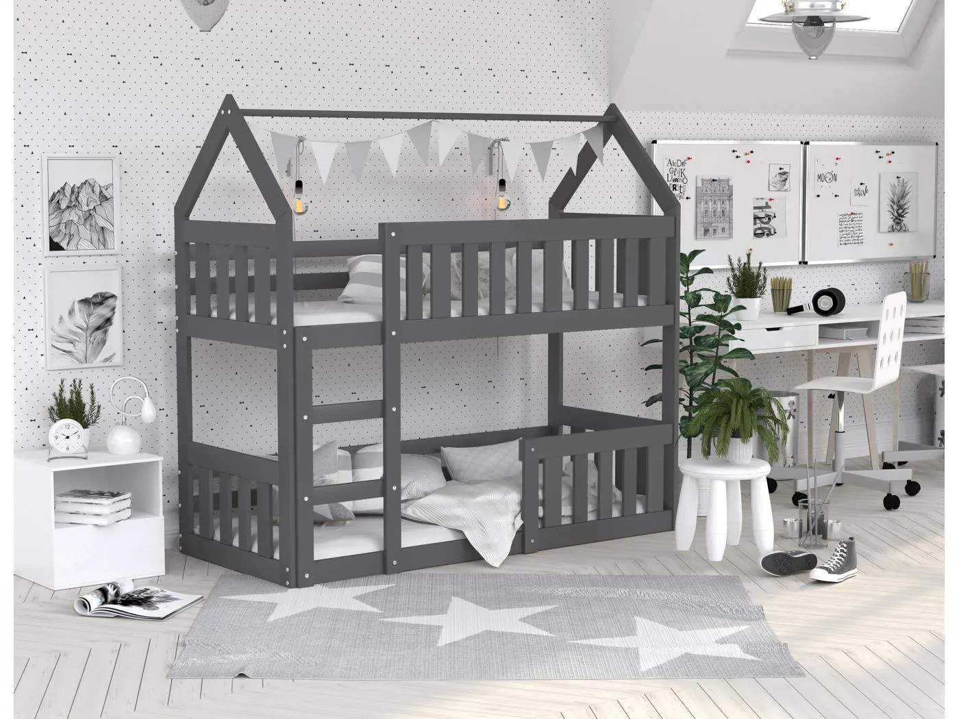 KINDERETAGENBETT Dalio 190x80 cm, Grau