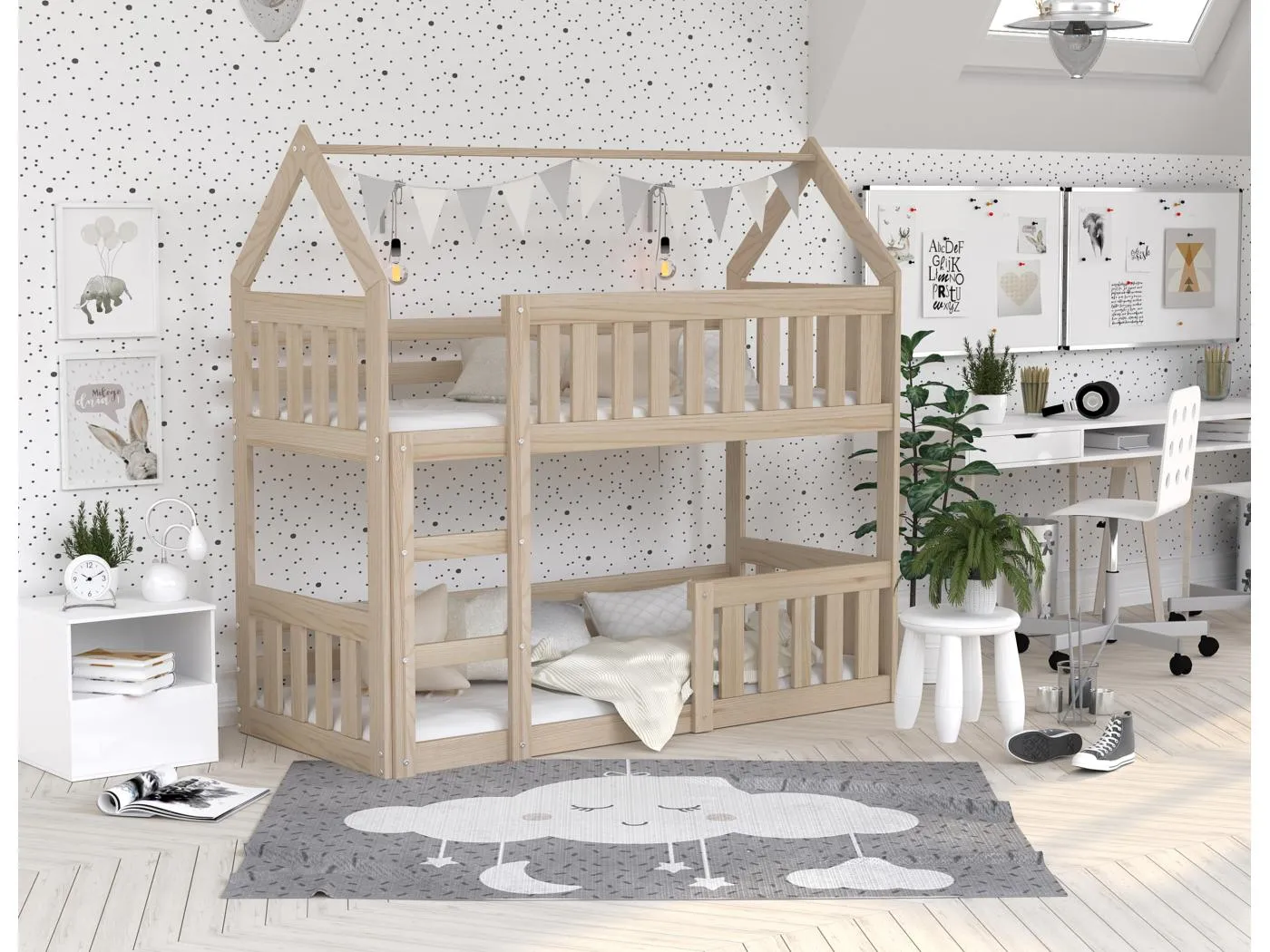 KINDERETAGENBETT mit Matratze Dalio 190x80 cm, Kiefernfarbe