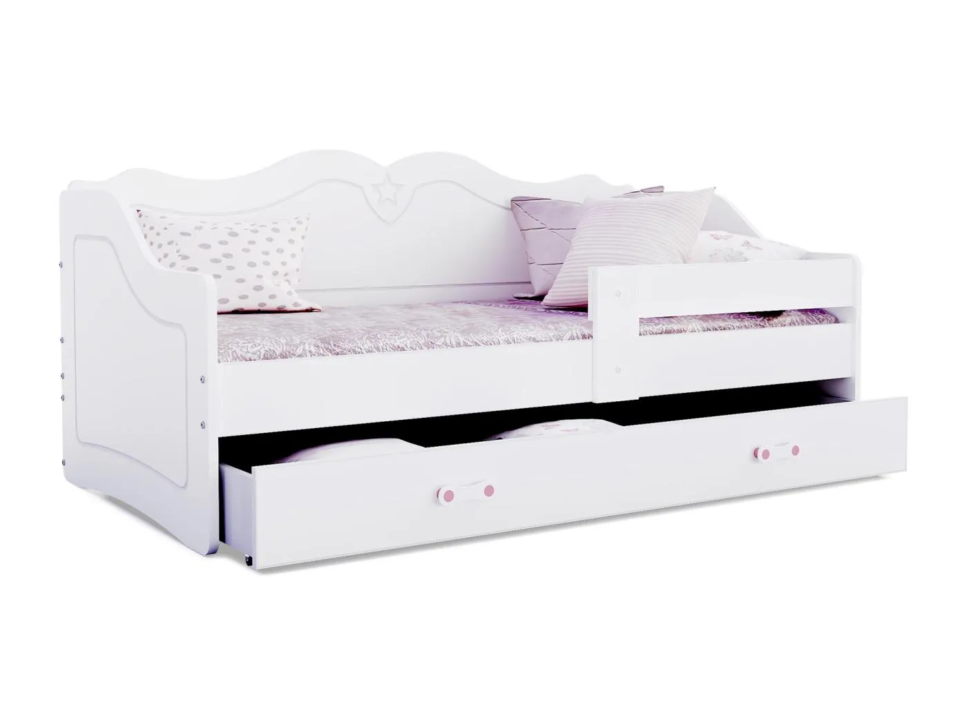 KINDERBETT mit Bettkasten Matratze Princess 180x80 cm, Weiss