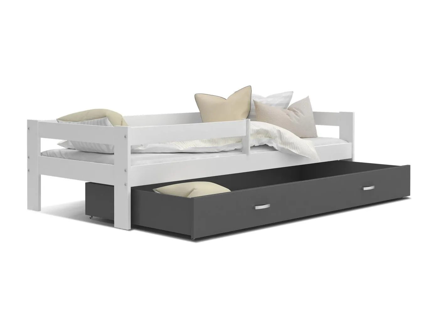 KINDERBETT mit Bettkasten Matratze Naomi 190x80 cm, Grau