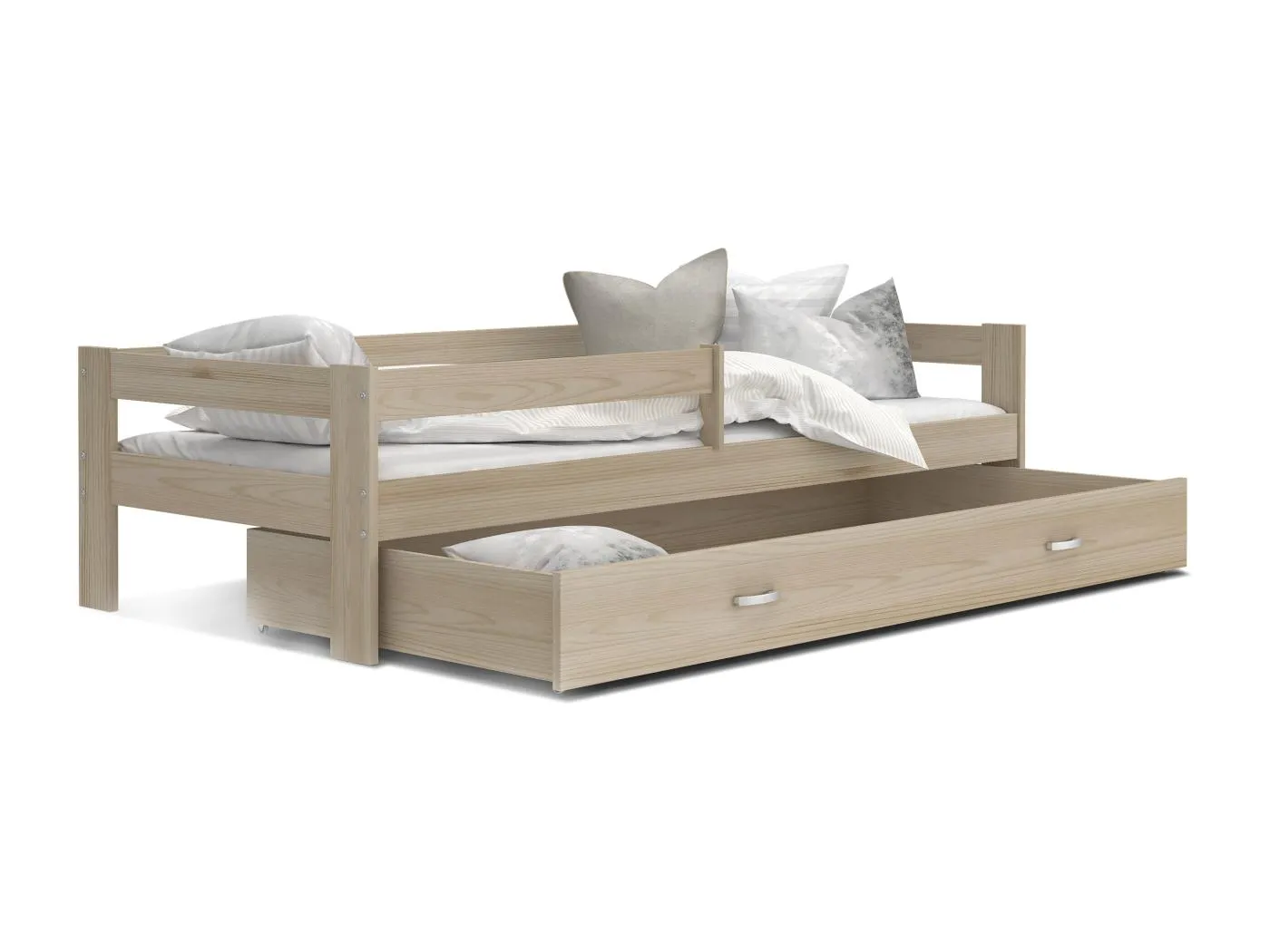 KINDERBETT mit Bettkasten Matratze Naomi 160x80 cm, Kieferfarbe