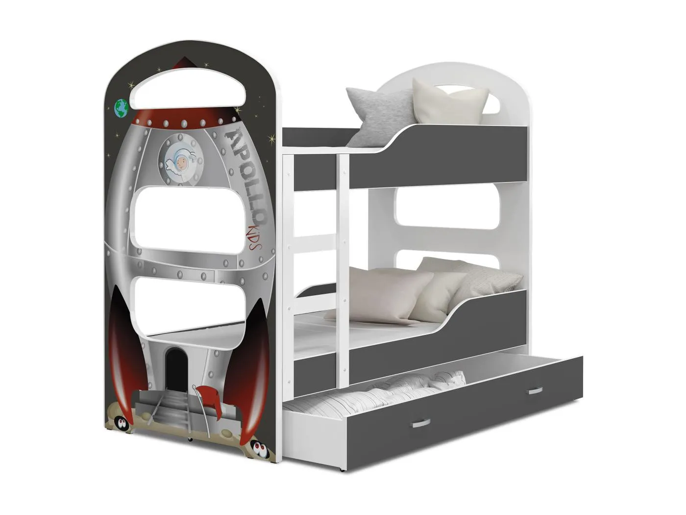 KINDERETAGENBETT mit Bettkasten Matratze Amigo 160x80 cm, Grau