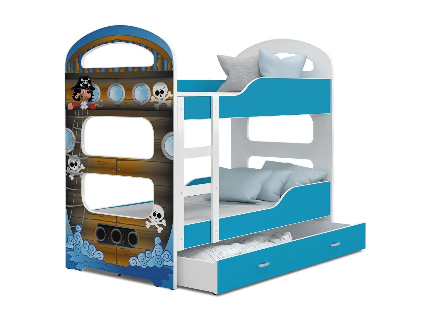 KINDERETAGENBETT mit Bettkasten Matratze Amigo 160x80 cm, Blau